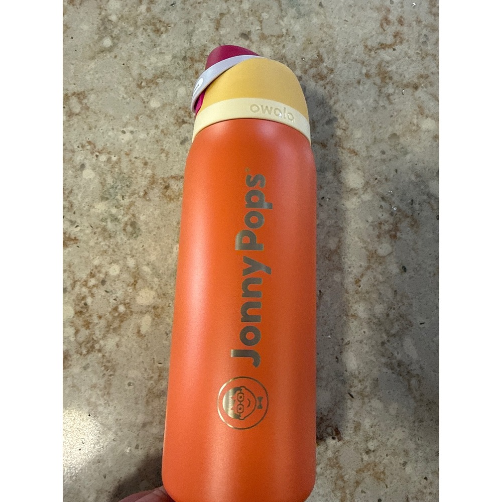 Owala FreeSip 32oz Insulated Stainless Steel Water Bottle Orange Jonny Pops Logo